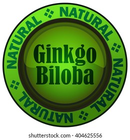 Ginkgo Biloba Green Round Sign, Vector Illustration. 