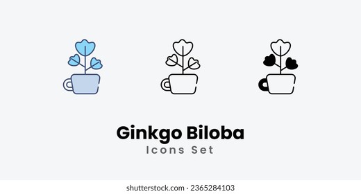 Ginkgo Biloba icons set plant icon indoor plant nature green plant stock illustration