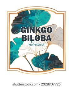 Ginkgo biloba label template design for medicinal and cosmetic use