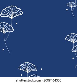 Ginkgo biloba leaf background pattern design. Luxury nature leaves outline design for various textiles and the design of medical cosmetics with copy space. Vector illustration.