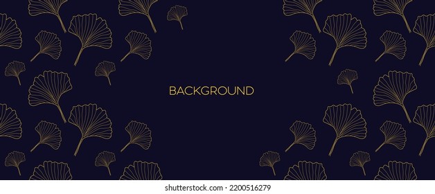 Ginkgo biloba leaf background in trendy minimal style. Leaves of ginkgo bilboa background in copy space for banner or card. Floral linear design. vector illustration eps10