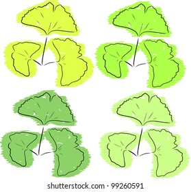 Ginkgo Biloba Leaf Cartoon Colour