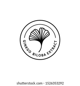 Ginkgo Biloba Leaf extract badge and icon in trendy linear style - Vector Logo Emblem of gingko Can be Used Template for packing Cosmetics, Medicines, herbal supplement