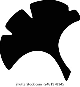 Ginkgo Biloba Leaf flat black vector icon.