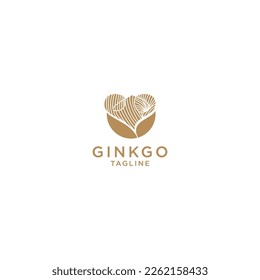 Ginkgo Biloba Leaf Gold And Green  Nature  eco icon. Vector illustration. Leaflet organic icon.