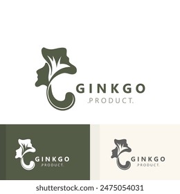 Ginkgo biloba leaf logo. can be used for herbal health products modern style logo design template