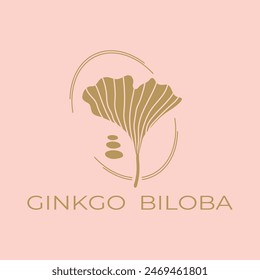 Ginkgo biloba leaf logo design. Vector illustration