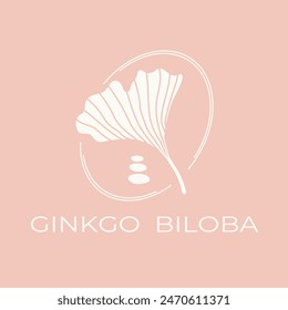 Ginkgo biloba leaf logo design. Natural botanical emblem. Vector illustration