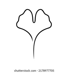 Ginkgo biloba leaf logotype. Black hand drawn vector doodle line element. Best for seamless patterns, polygraphy, logo creating and web design.