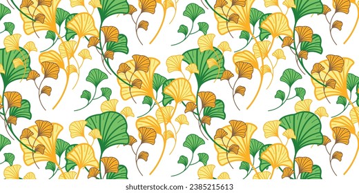 Ginkgo biloba leaf pattern botany background