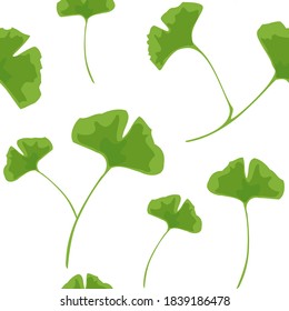 Ginkgo-Biloba-Blätter nahtloser Muster-Vektorgrafik