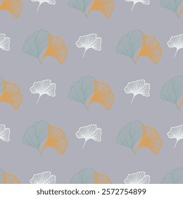 Ginkgo Biloba Leaf Seamless Pattern. Elegant Repeat Pattern great for textiles, wallpaper and graphic design.