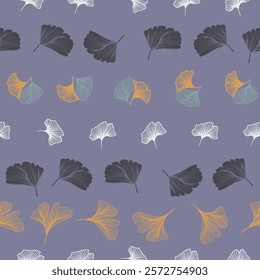 Ginkgo Biloba Leaf Seamless Pattern. Elegant Repeat Pattern great for textiles, wallpaper and graphic design.