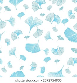 Ginkgo Biloba Leaf Seamless Pattern. Elegant Repeat Pattern great for textiles, wallpaper and graphic design.