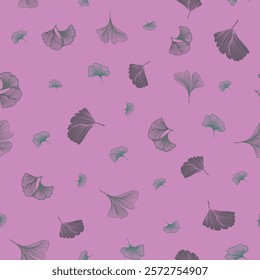 Ginkgo Biloba Leaf Seamless Pattern. Elegant Repeat Pattern great for textiles, wallpaper and graphic design.