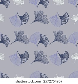 Ginkgo Biloba Leaf Seamless Pattern. Elegant Repeat Pattern great for textiles, wallpaper and graphic design.