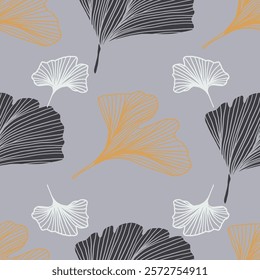 Ginkgo Biloba Leaf Seamless Pattern. Elegant Repeat Pattern great for textiles, wallpaper and graphic design.