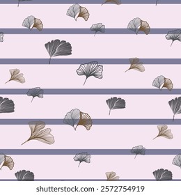 Ginkgo Biloba Leaf Seamless Pattern. Elegant Repeat Pattern great for textiles, wallpaper and graphic design.