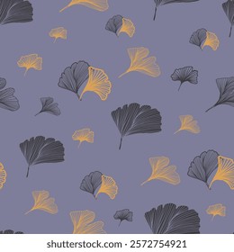 Ginkgo Biloba Leaf Seamless Pattern. Elegant Repeat Pattern great for textiles, wallpaper and graphic design.