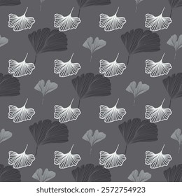 Ginkgo Biloba Leaf Seamless Pattern. Elegant Repeat Pattern great for textiles, wallpaper and graphic design.