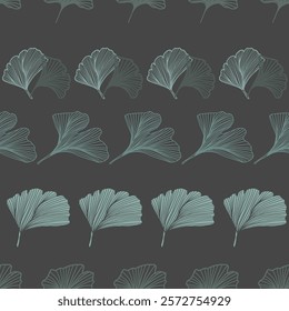 Ginkgo Biloba Leaf Seamless Pattern. Elegant Repeat Pattern great for textiles, wallpaper and graphic design.