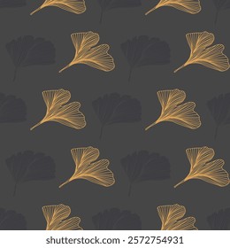 Ginkgo Biloba Leaf Seamless Pattern. Elegant Repeat Pattern great for textiles, wallpaper and graphic design.