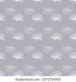 Ginkgo Biloba Leaf Seamless Pattern. Elegant Repeat Pattern great for textiles, wallpaper and graphic design.