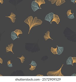 Ginkgo Biloba Leaf Seamless Pattern. Elegant Repeat Pattern great for textiles, wallpaper and graphic design.