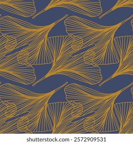 Ginkgo Biloba Leaf Seamless Pattern. Elegant Repeat Pattern great for textiles, wallpaper and graphic design.