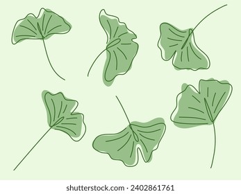 Ginkgo Biloba Leaf set, can be used on template for packaging, postcard, social media and others.