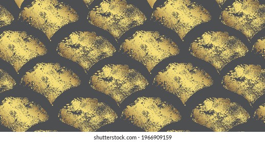 Ginkgo Biloba leaf vector seamless pattern. Isolated Japanese foliage. Autumn grunge hand painted sketch. Herbal background for health, medicine, spa, wallpaper design.