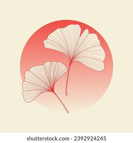 Ginkgo biloba leaves. Luxury background with ginkgo leaves. ginkgo leaf handwriting for card decoration clip art. luxury travel, yoga, beauty, cosmetic, organic texture.