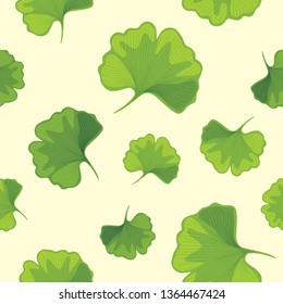Ginkgo biloba leaves. Seamless pattern for design. Vector