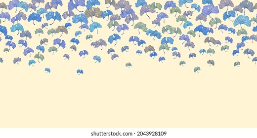  Ginkgo biloba leaves seamless pattern in trendy minimal style. Leaves of ginkgo bilboa. Floral design for luxury elegant wall art ,interior design, printing on fabric, invitation, wrapping, wallpaper