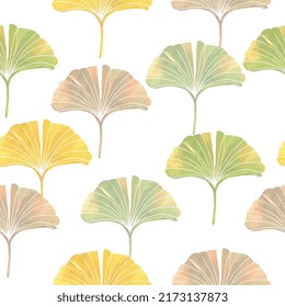 ginkgo biloba leaves seamless pattern 