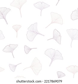 Ginkgo biloba leaves seamless pattern design. Japanese style fashion ginkgo leaf doodle background.