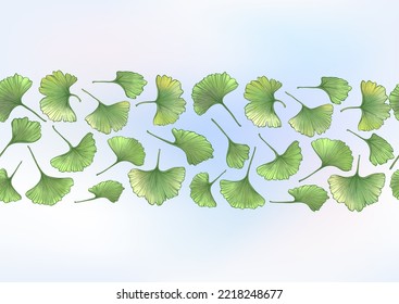 Ginkgo biloba leaves. Seamless pattern, background. Vector illustration. In botanical style