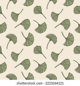 Ginkgo biloba leaves seamless pattern
