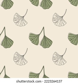 Ginkgo biloba leaves seamless pattern