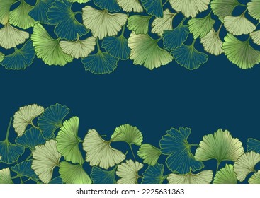 Ginkgo biloba leaves. Seamless pattern, background. Vector illustration. In botanical style