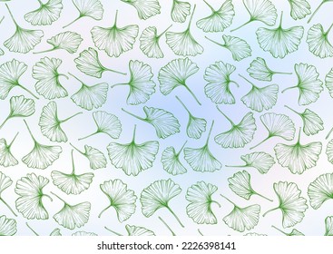 Ginkgo biloba leaves. Seamless pattern, background. Vector illustration. In botanical style