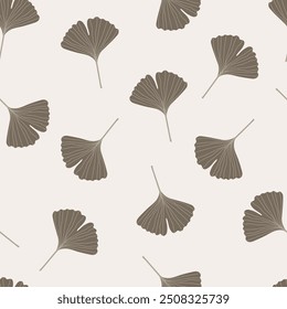 Ginkgo biloba leaves seamless pattern. Vector illustration. For textiles, wrapping paper, packaging, covers, home textiles.