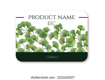 Ginkgo biloba leaves. Template for plastic debit or credit, pass, discount, membership card Vector illustration. In botanical style