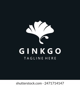 Ginkgo biloba logo nature. Healthy leaf organic used in medicine for disease treatment with line art style design