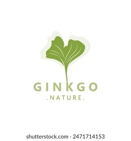 Ginkgo biloba logo nature. Healthy leaf organic used in medicine for disease treatment with line art style design