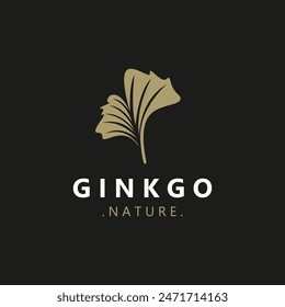 Ginkgo biloba logo nature. Healthy leaf organic used in medicine for disease treatment with line art style design