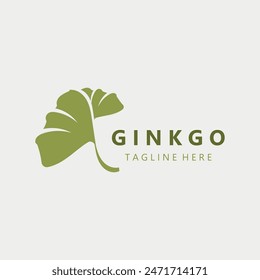 Ginkgo biloba logo nature. Healthy leaf organic used in medicine for disease treatment with line art style design