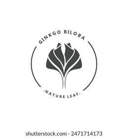 Ginkgo biloba logo nature. Healthy leaf organic used in medicine for disease treatment with line art style design