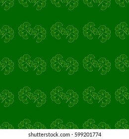 Ginkgo Biloba plant, leaf, branch. Seamless pattern, medicinal plant. Hand drawn sketch illustration. Ingredient for hair and body care cream, lotion, treatment.