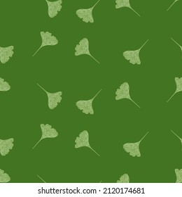 Ginkgo biloba seamless pattern. Beautiful plant background. Repeated texture in doodle style for fabric, wrapping paper, wallpaper, tissue. Vector illustration.